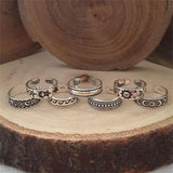 SET DE 7 ANILLOS BOHEMIOS PARA LOS PIES "NOCHE LUNAR"